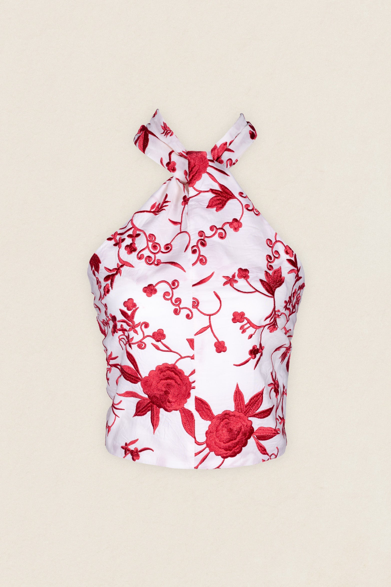 Top Vera Blanco Flores Rojas TOP02-The Nook Store