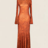 Vestido Tropical Flores Terra y Naranja-The Nook Store