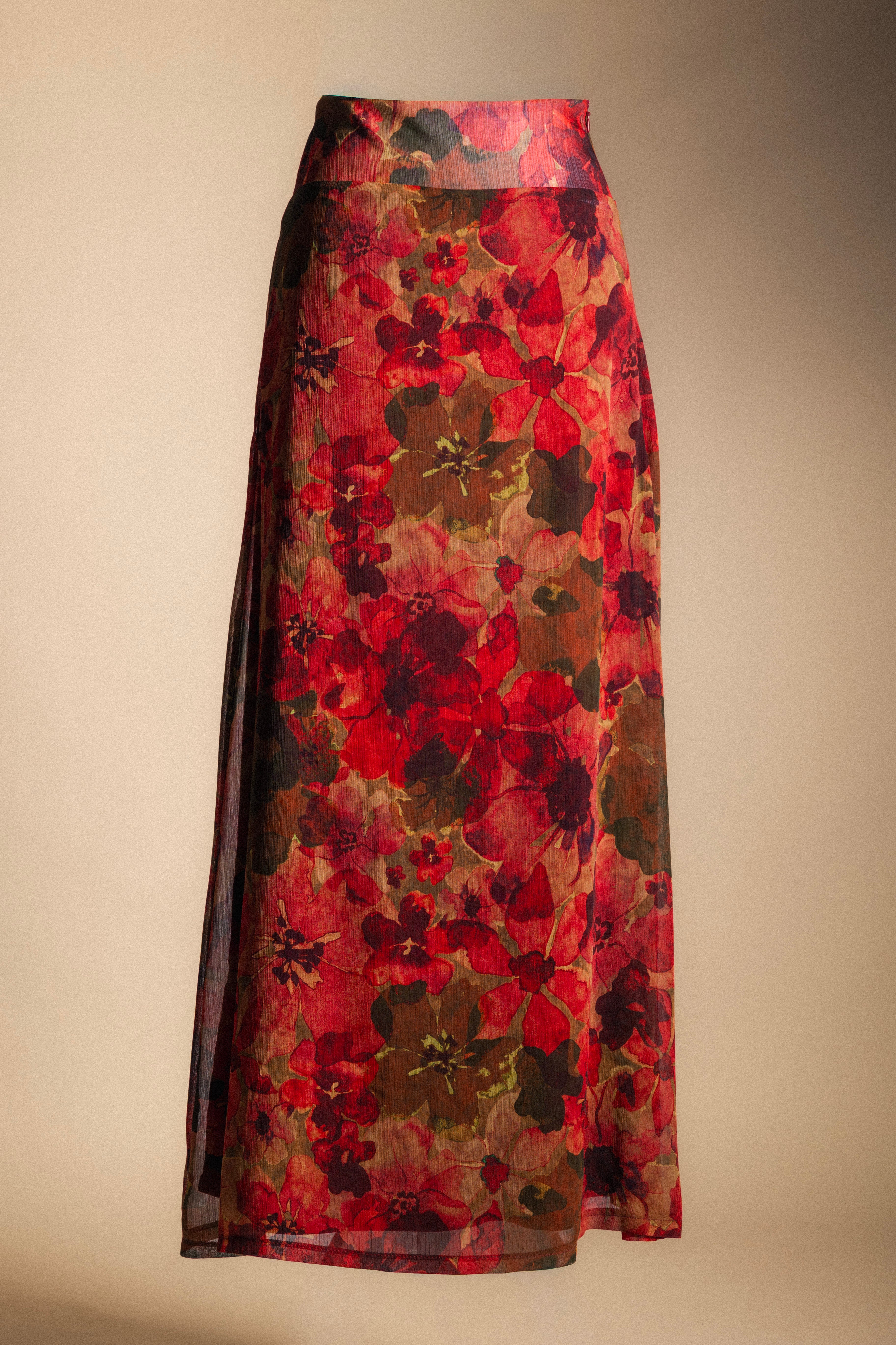 Falda Pipa Flores Rosas y Verdes FAL24-The Nook Store