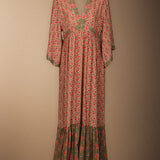 Vestido Parrot Verde Flores Rosas Vest16-The Nook Store