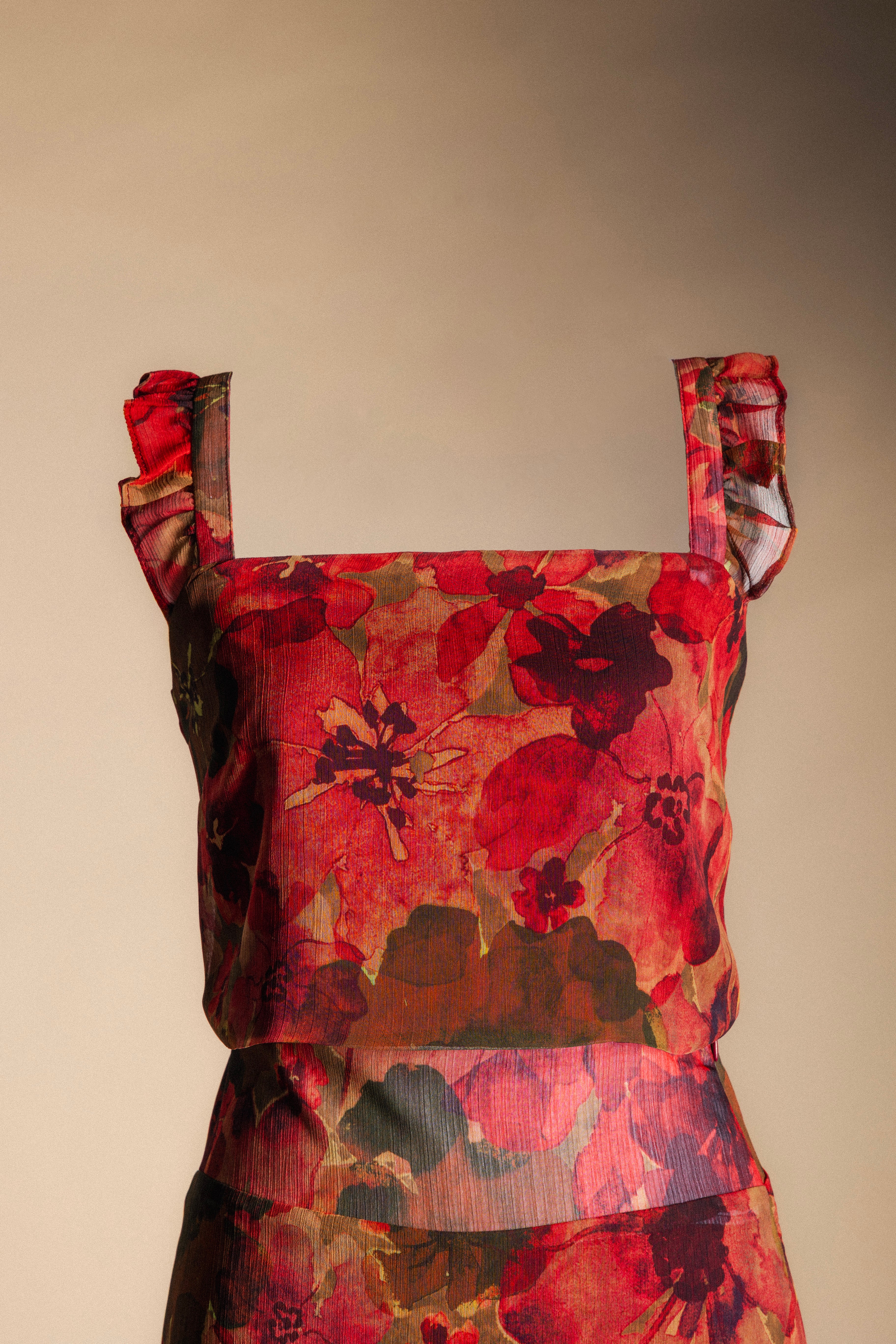 Top Pipa Flores Rosas y Verdes TOP04-The Nook Store