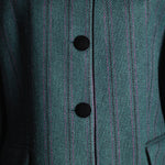 Chaqueta Corinna Larga Verde Rayas Moradas y Negras-The Nook Store