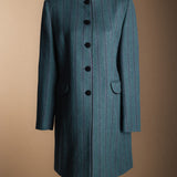 Chaqueta Corinna Larga Verde Rayas Moradas y Negras-The Nook Store