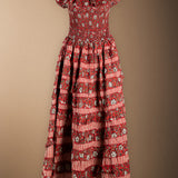 Mikara Beige Dress with Red Flowers