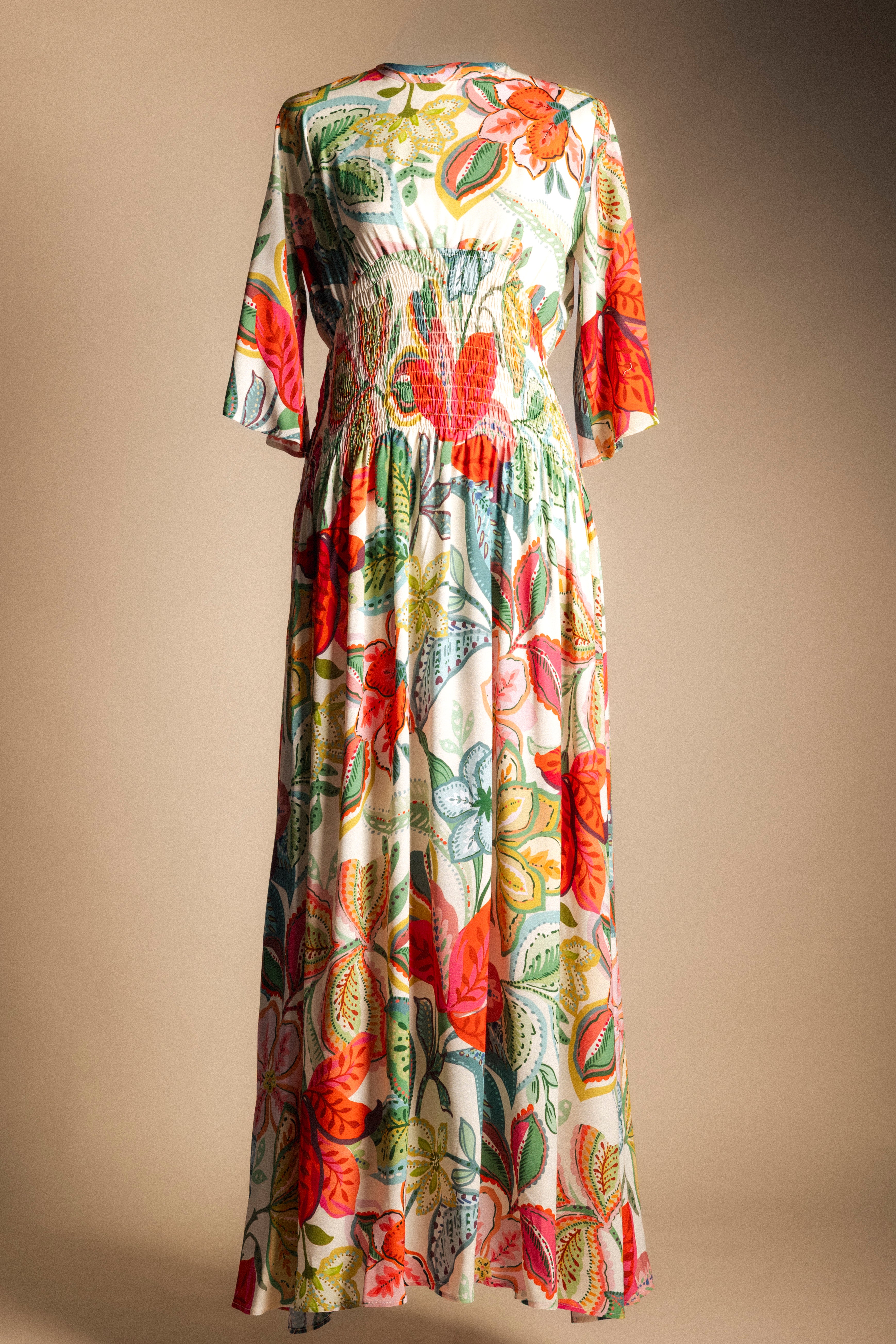 Vestido Sabrina Crudo Flores Colores Vest22-The Nook Store