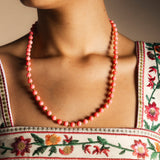 Collar Bolitas Coral y Dorado Co65-The Nook Store
