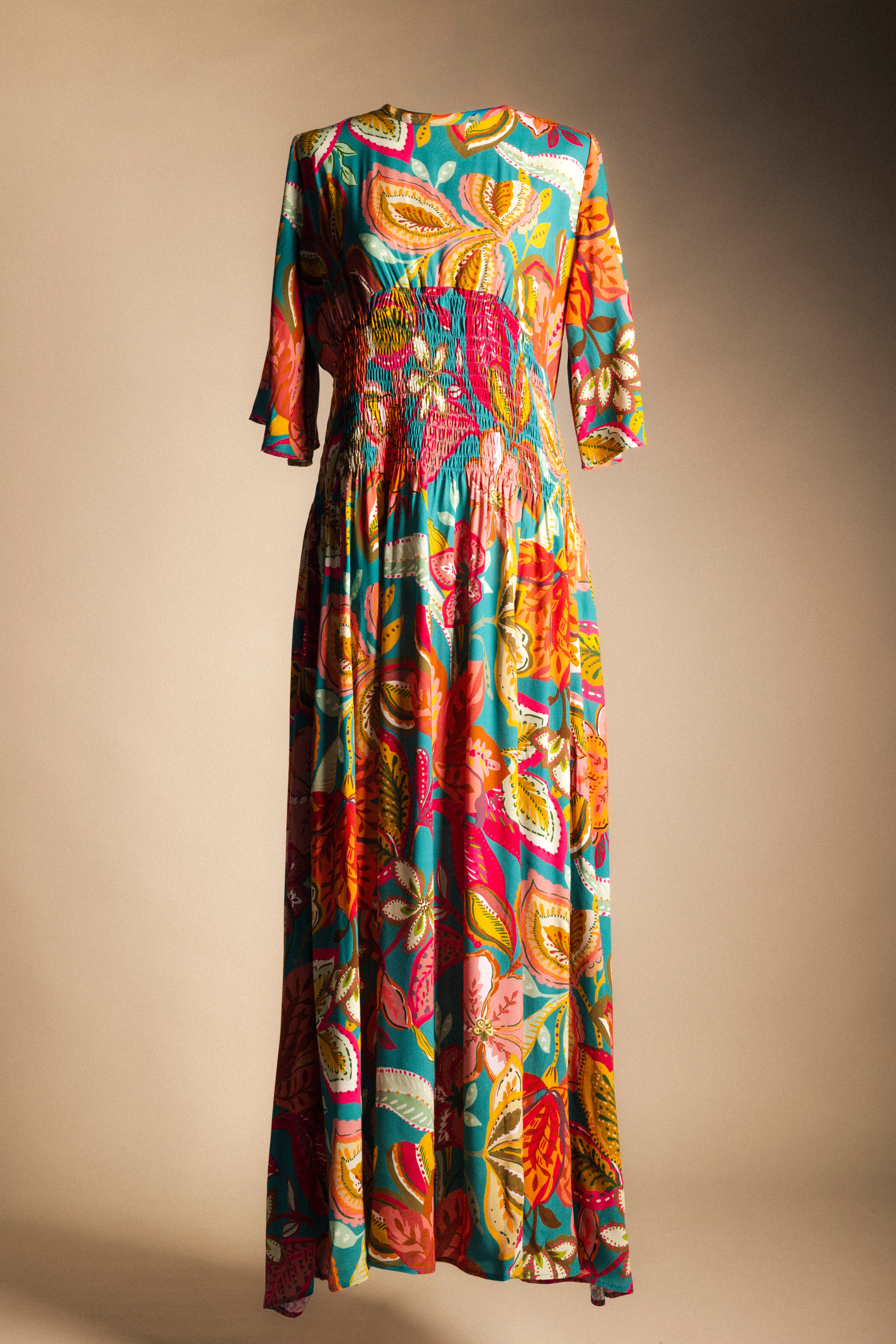 Vestido Sabrina Verde Agua Flores Vest21-The Nook Store