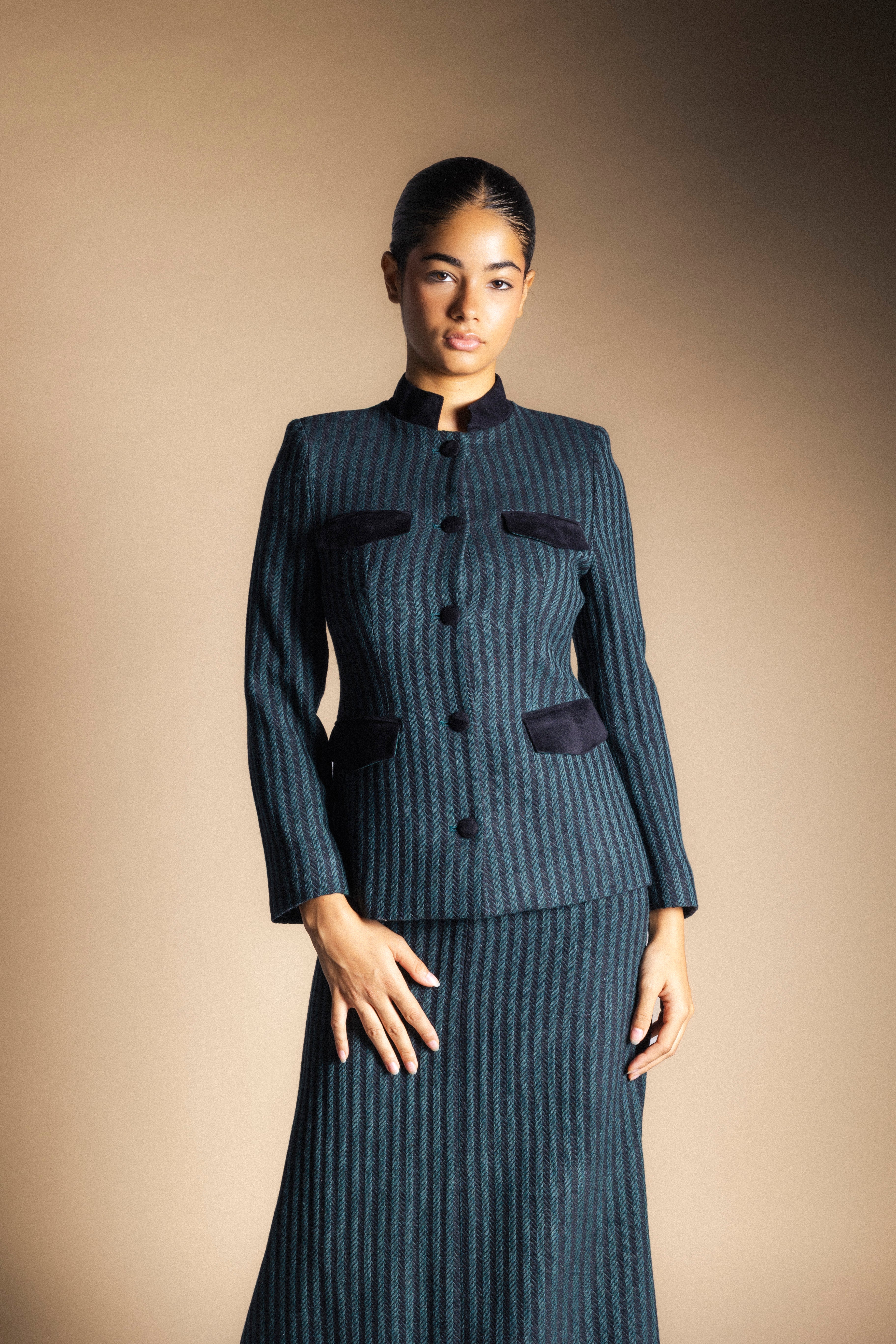 Chaqueta Casilda Rayas Verdes y Negras CHQ40-The Nook Store