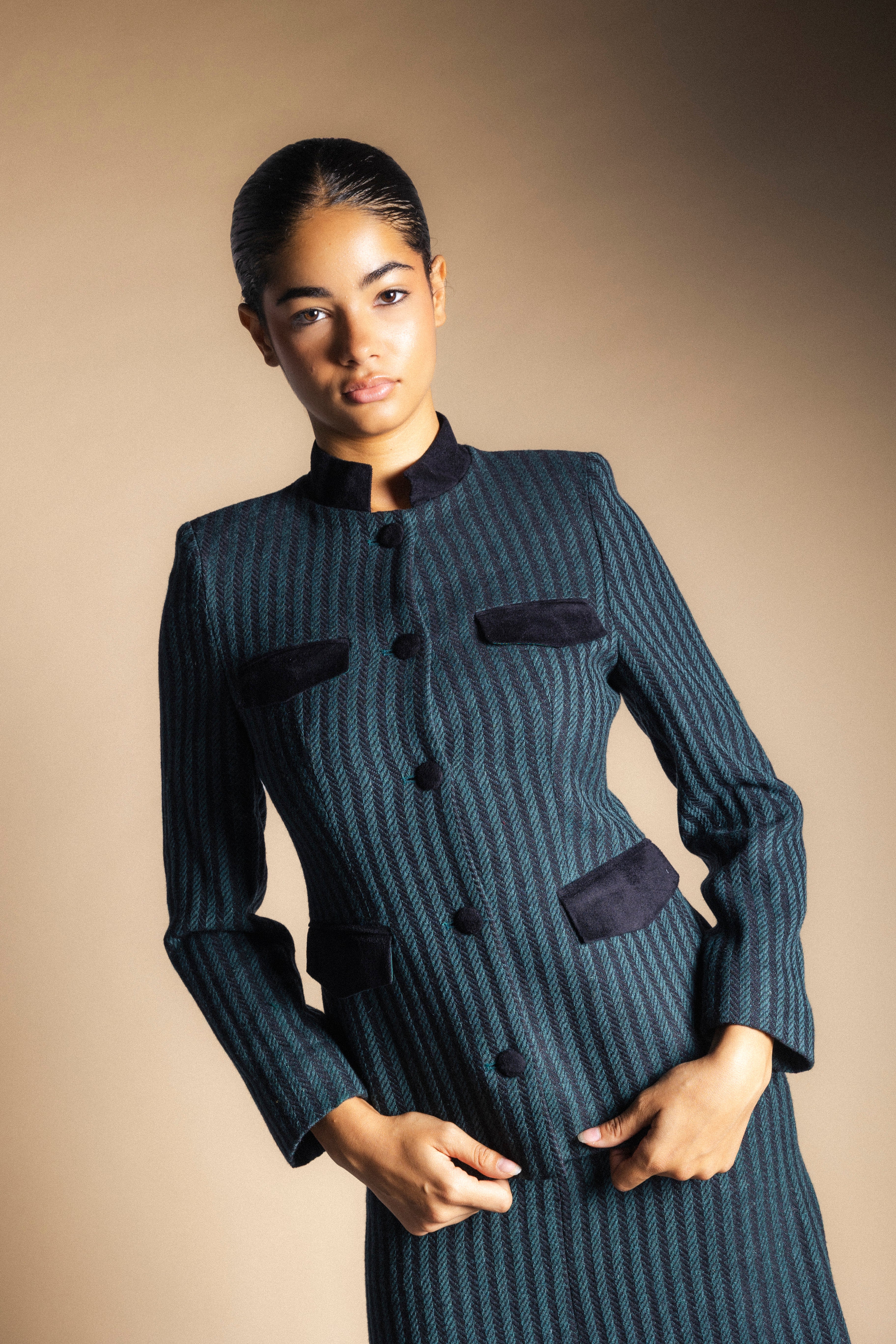 Chaqueta Casilda Rayas Verdes y Negras CHQ40-The Nook Store