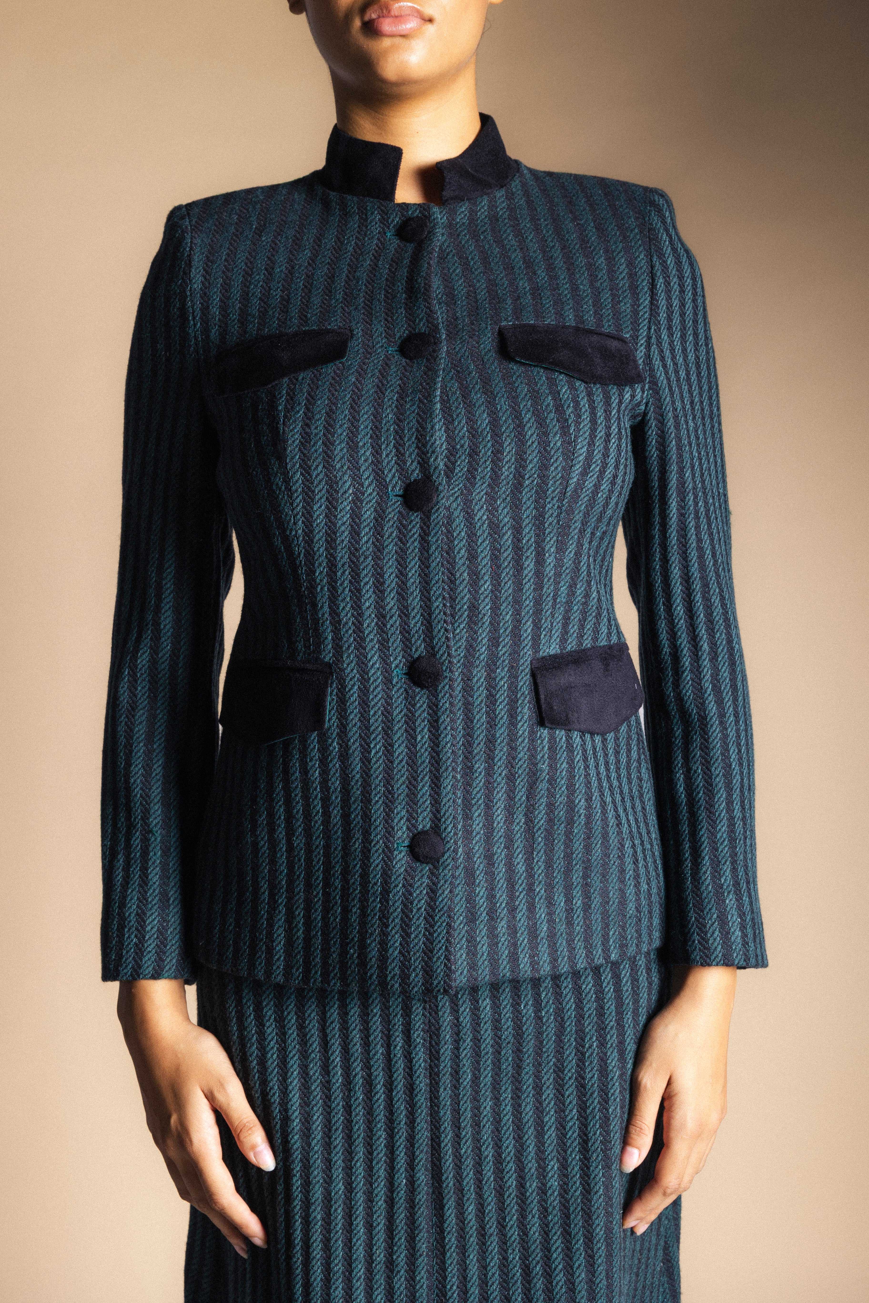 Chaqueta Casilda Rayas Verdes y Negras CHQ40-The Nook Store