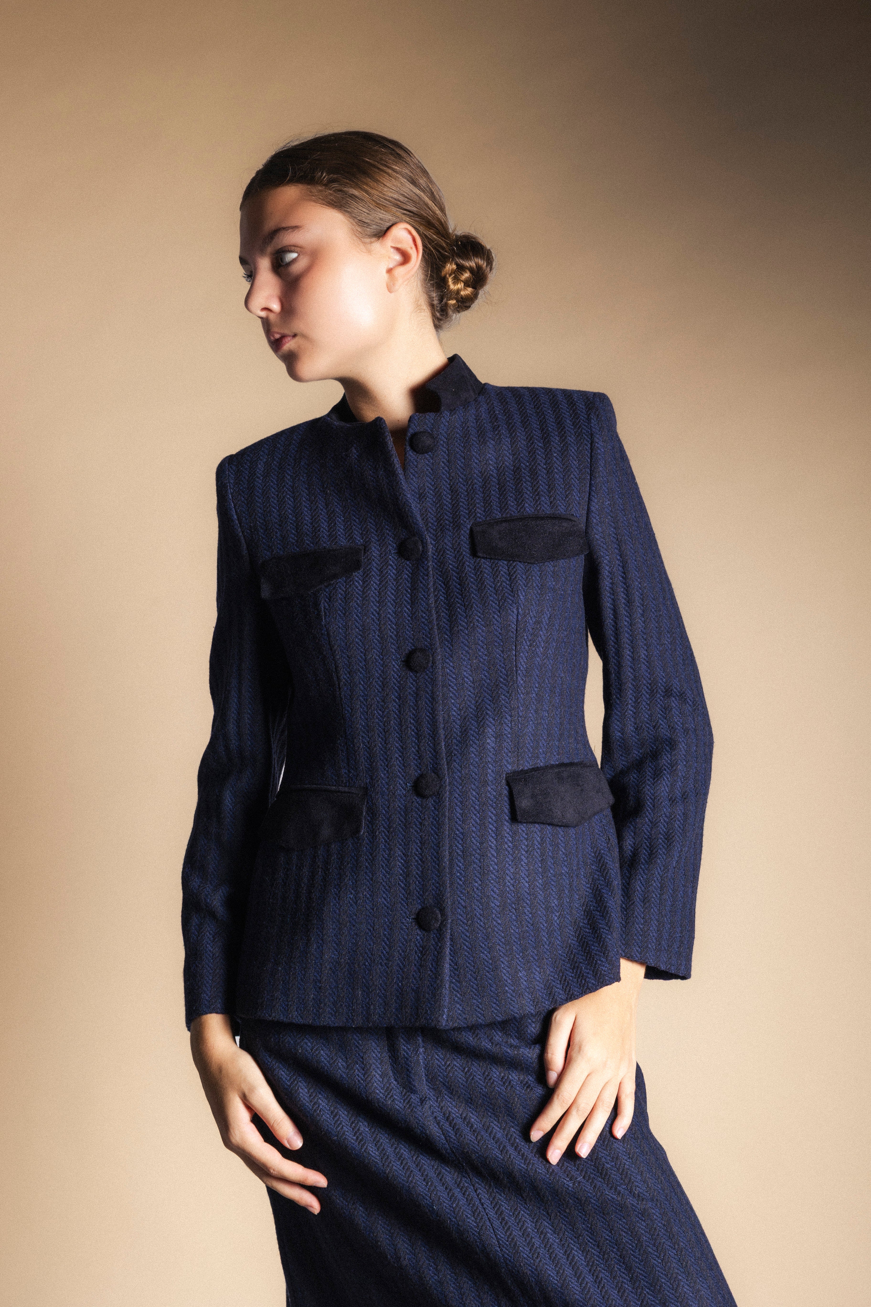 Chaqueta Casilda Rayas Azules y Negras CHQ41-The Nook Store