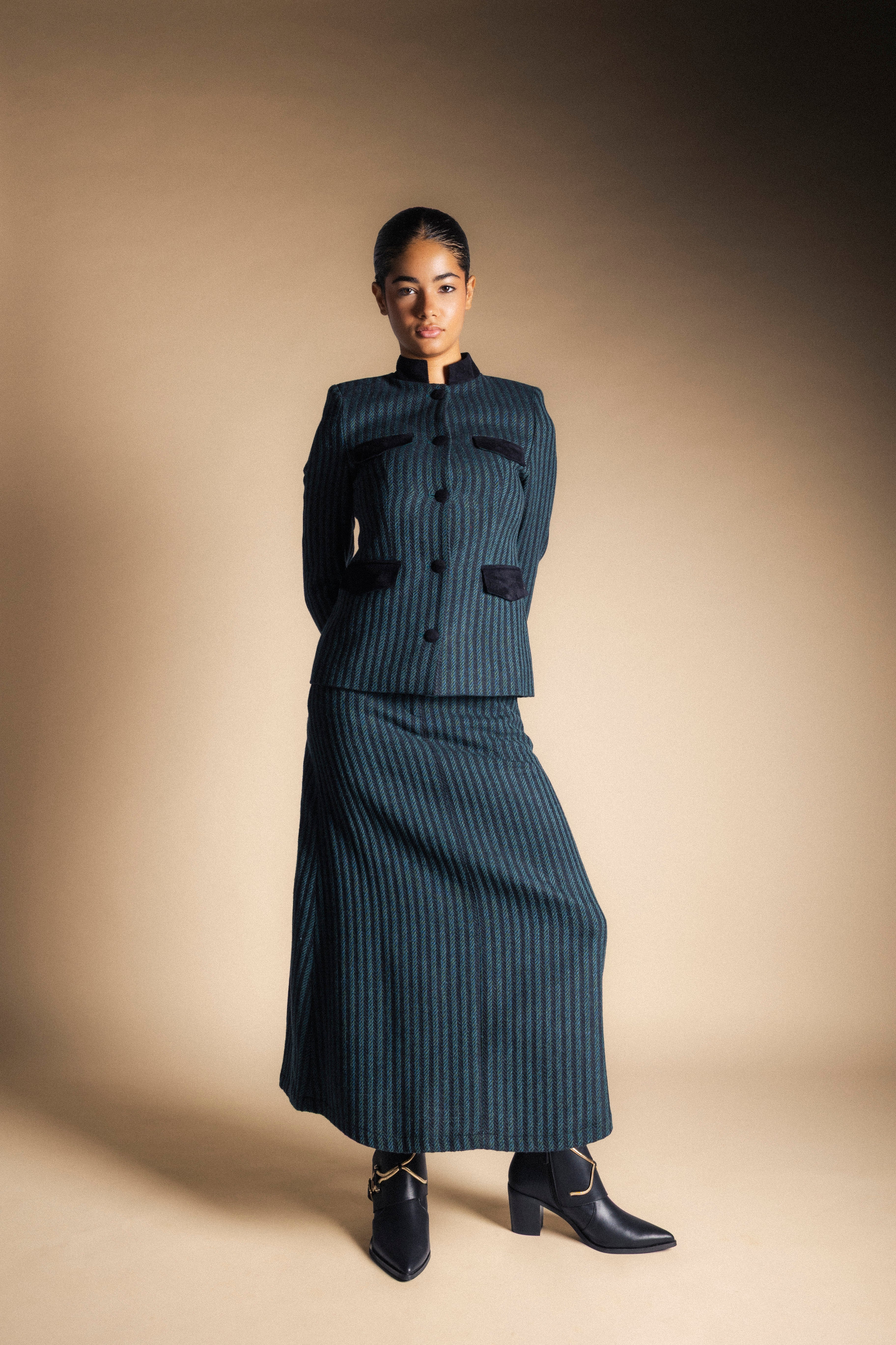 Falda Casilda Rayas Verdes y Negras FAL14-The Nook Store