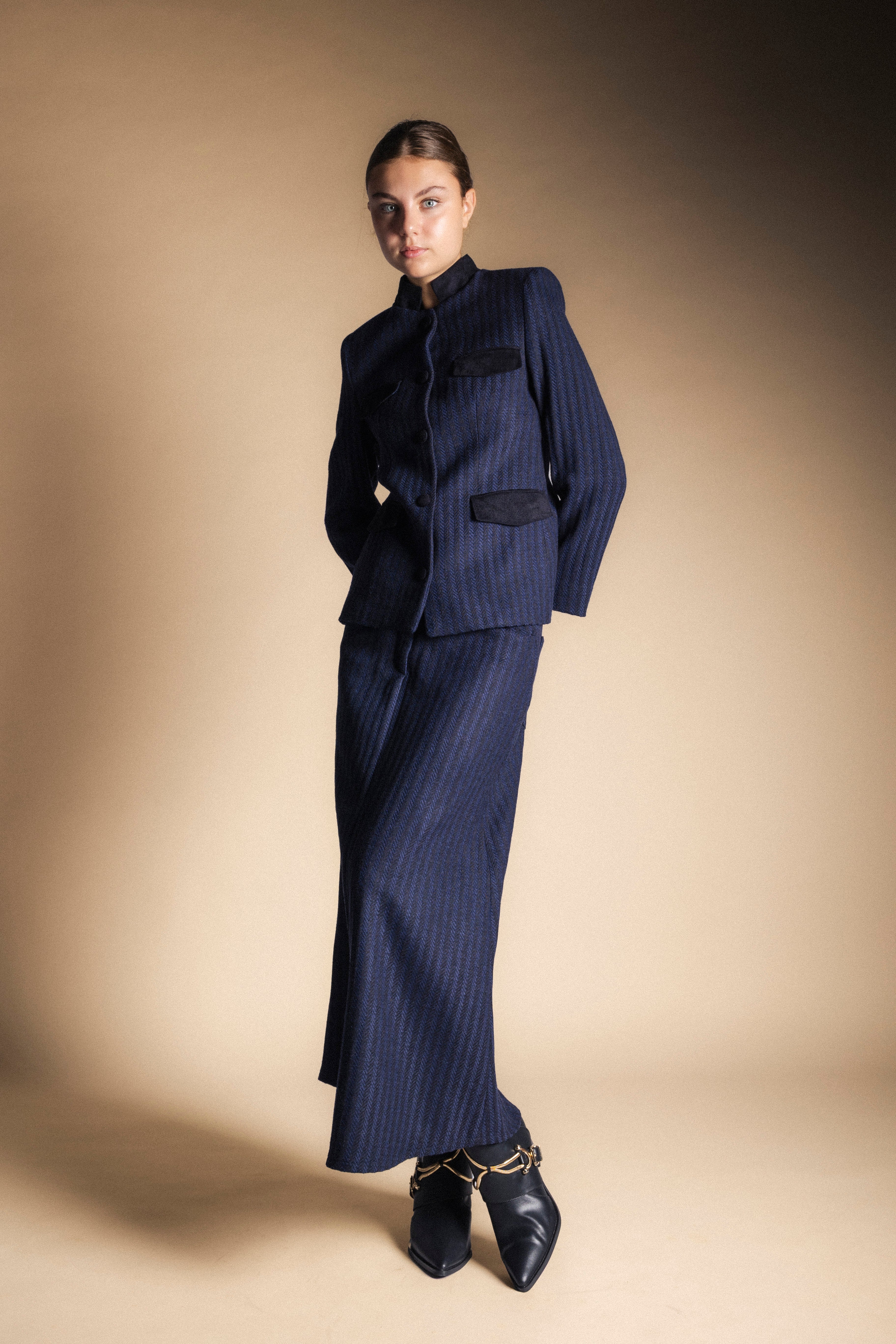 Falda Casilda Rayas Azules y Negras FAL15-The Nook Store