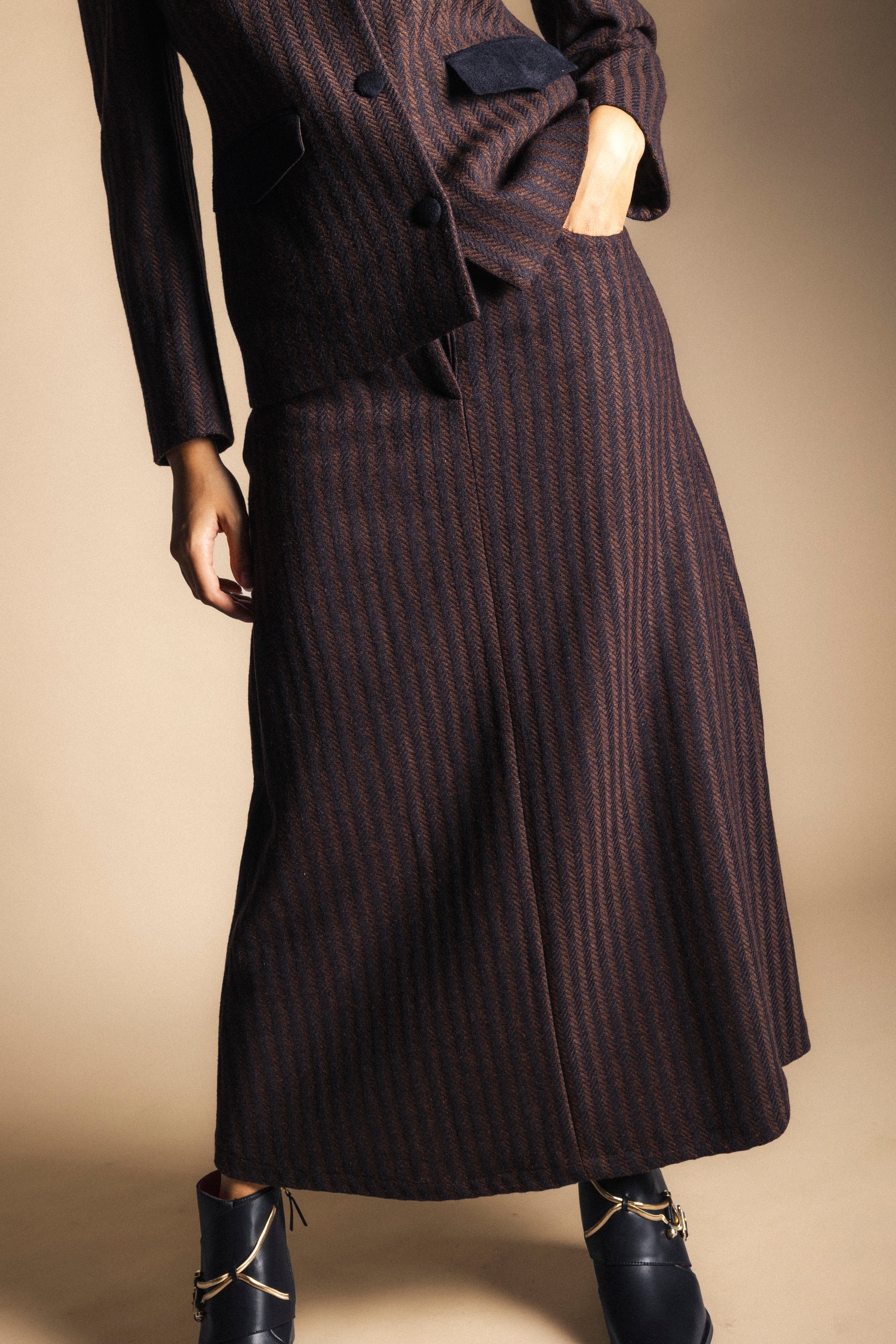 Falda Casilda Rayas Marrones y Negras FAL12-The Nook Store