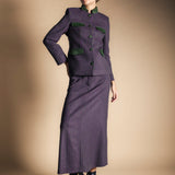 Chaqueta Casilda Rayas Moradas y Verdes CHQ39-The Nook Store