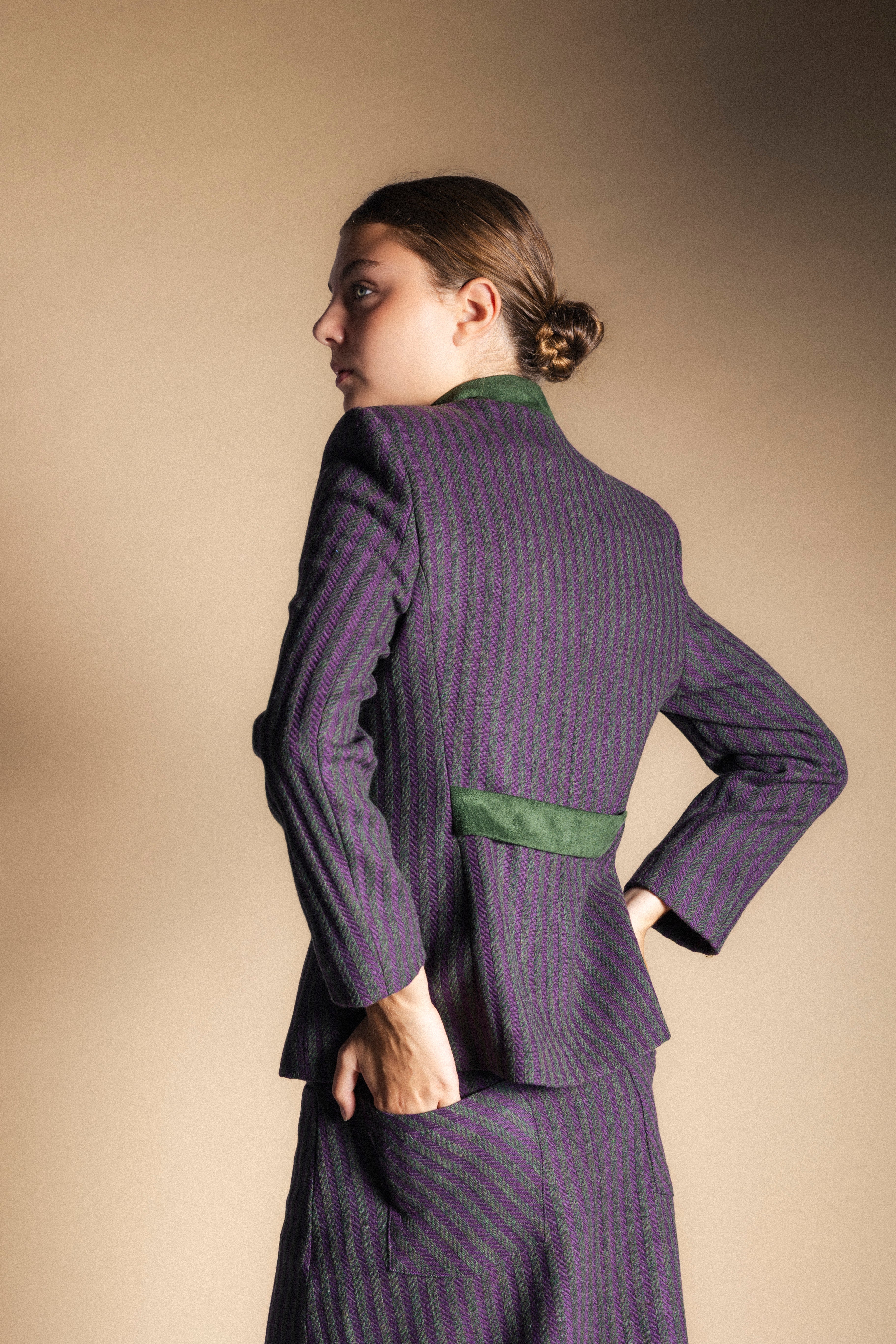 Chaqueta Casilda Rayas Moradas y Verdes CHQ39-The Nook Store