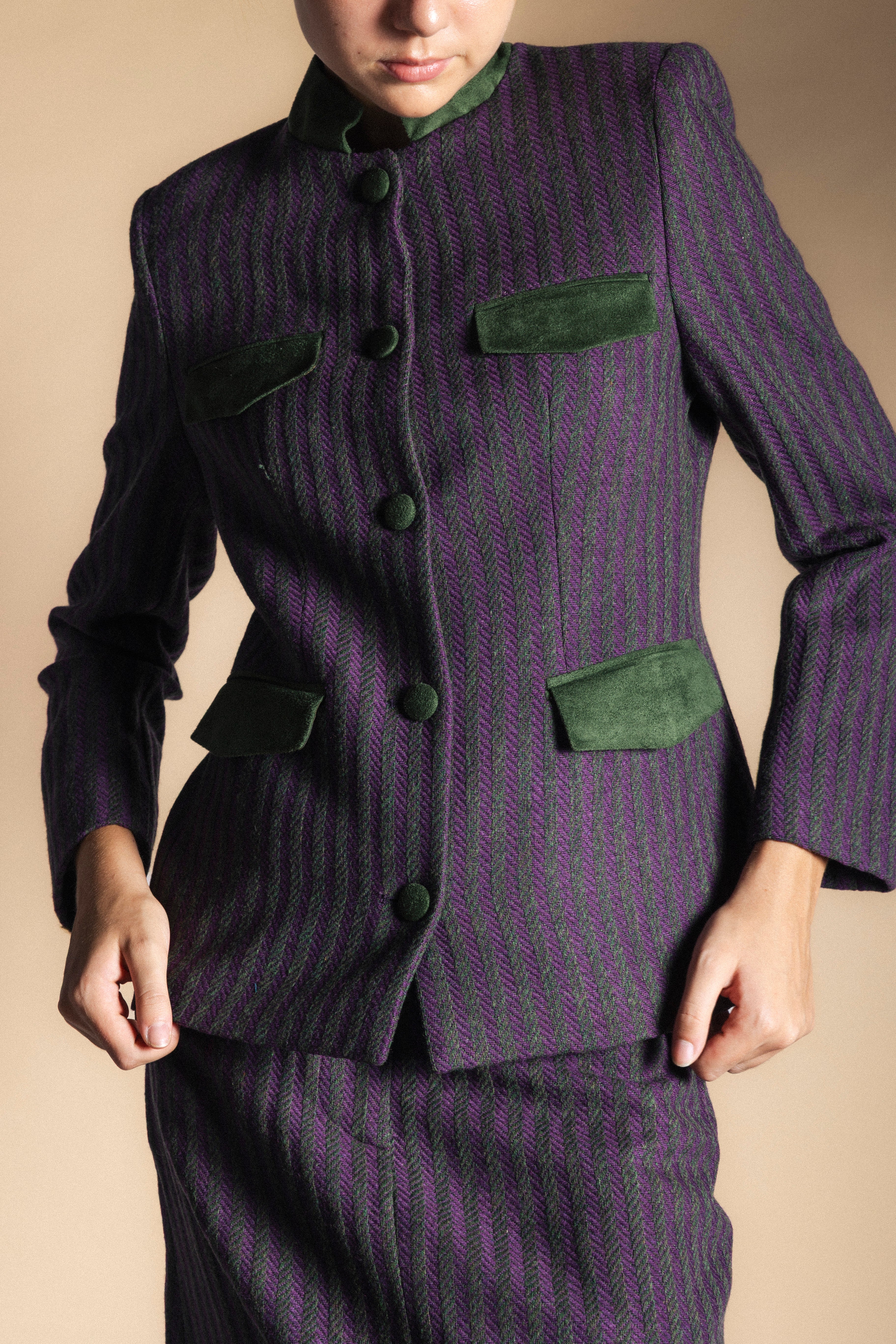 Chaqueta Casilda Rayas Moradas y Verdes CHQ39-The Nook Store