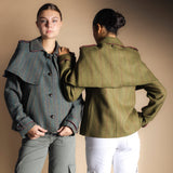 Manteau Mery Vert Kaki / Rayures Fraise