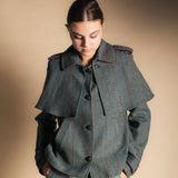 Manteau Mery Vert Kaki / Rayures Fraise