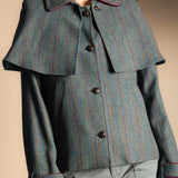 Manteau Mery Vert Kaki / Rayures Fraise