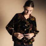 Chaqueta Bomber Velvet Black Flowers-The Nook Store