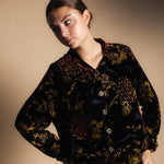 Chaqueta Bomber Velvet Black Flowers-The Nook Store