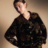 Chaqueta Bomber Velvet Black Flowers-The Nook Store
