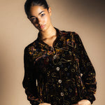 Chaqueta Bomber Velvet Negro Flores-The Nook Store