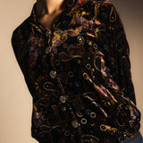 Chaqueta Bomber Velvet Negro Flores-The Nook Store