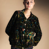 Chaqueta Bomber Velvet Verde Flores-The Nook Store
