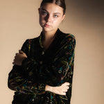 Chaqueta Bomber Velvet Verde Flores-The Nook Store