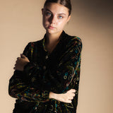 Chaqueta Bomber Velvet Verde Flores-The Nook Store