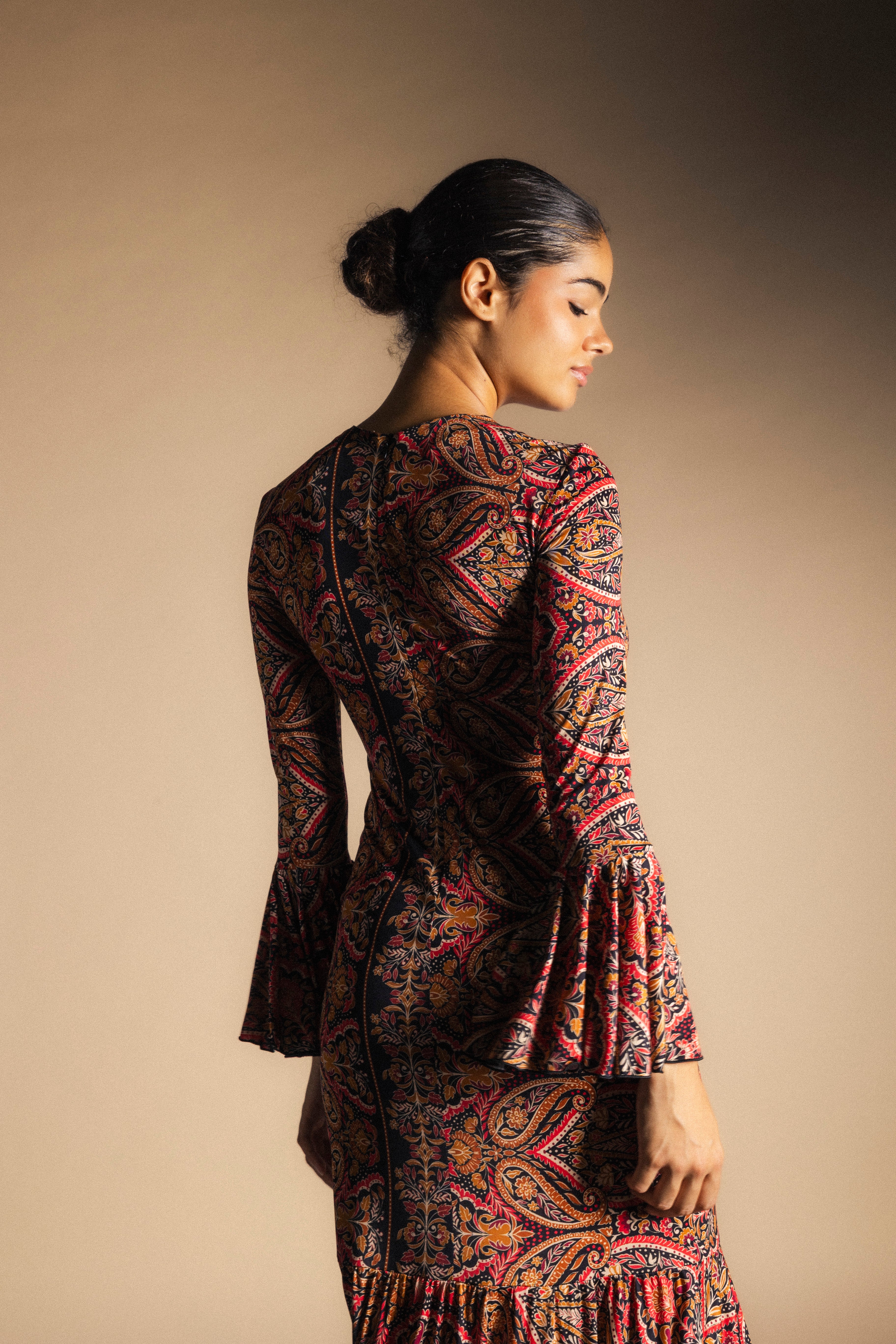 Vestido Tropical Paisley Mostaza y Rosa-The Nook Store