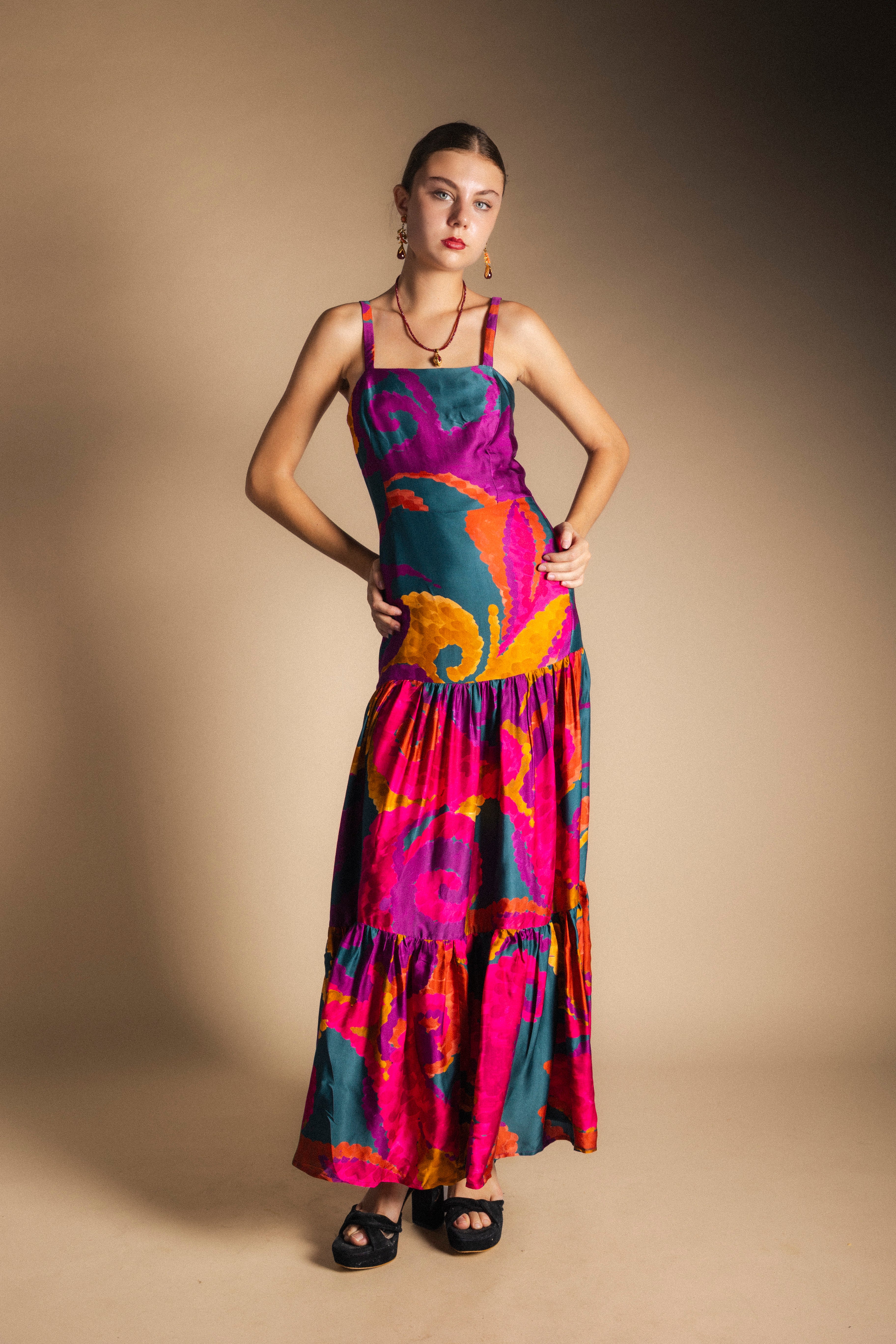 Vest64 Vestido Tula Paisley Verde Azulado-The Nook Store