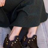 Botas Mer Tacón Bajo Ante Musgo