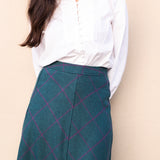 Falda Carola Azul Petróleo Cuadros Morados FAL06