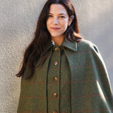 Chaleco con Capa Carlota Verde Cuadros Burdeos y Naranjas CAP04