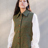 Chaleco con Capa Carlota Verde Cuadros Burdeos y Naranjas CAP04