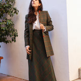 Falda Carola Verde Cuadros Naranja FAL04