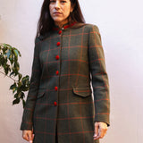 Chaqueta Corinna Larga Verde Cuadros Teja CHQ19 thenookstore-new