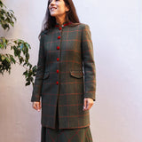 Chaqueta Corinna Larga Verde Cuadros Teja CHQ19 thenookstore-new