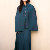 Chaleco con Capa Carlota Azul Petróleo Cuadros Morados CAP02