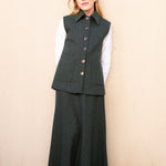 Falda Carola Verde Kaki Rayas Malvas FAL05 thenookstore-new