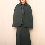 Chaleco con Capa Carlota Verde Kaki Rayas Malvas CAP01