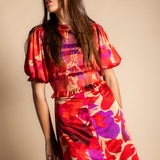 Vestido Lucia Flores Rojas y Moradas Vest18-The Nook Store