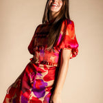 Vestido Lucia Flores Rojas y Moradas Vest18-The Nook Store