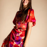 Vestido Lucia Flores Rojas y Moradas Vest18-The Nook Store