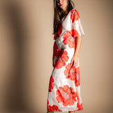 Vestido Agnes Crudo Flor Grande Roja VEST30-The Nook Store