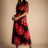 Vestido Agnes Negro Flor Grande Roja VEST31-The Nook Store