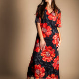 Vestido Agnes Negro Flor Grande Roja VEST31-The Nook Store
